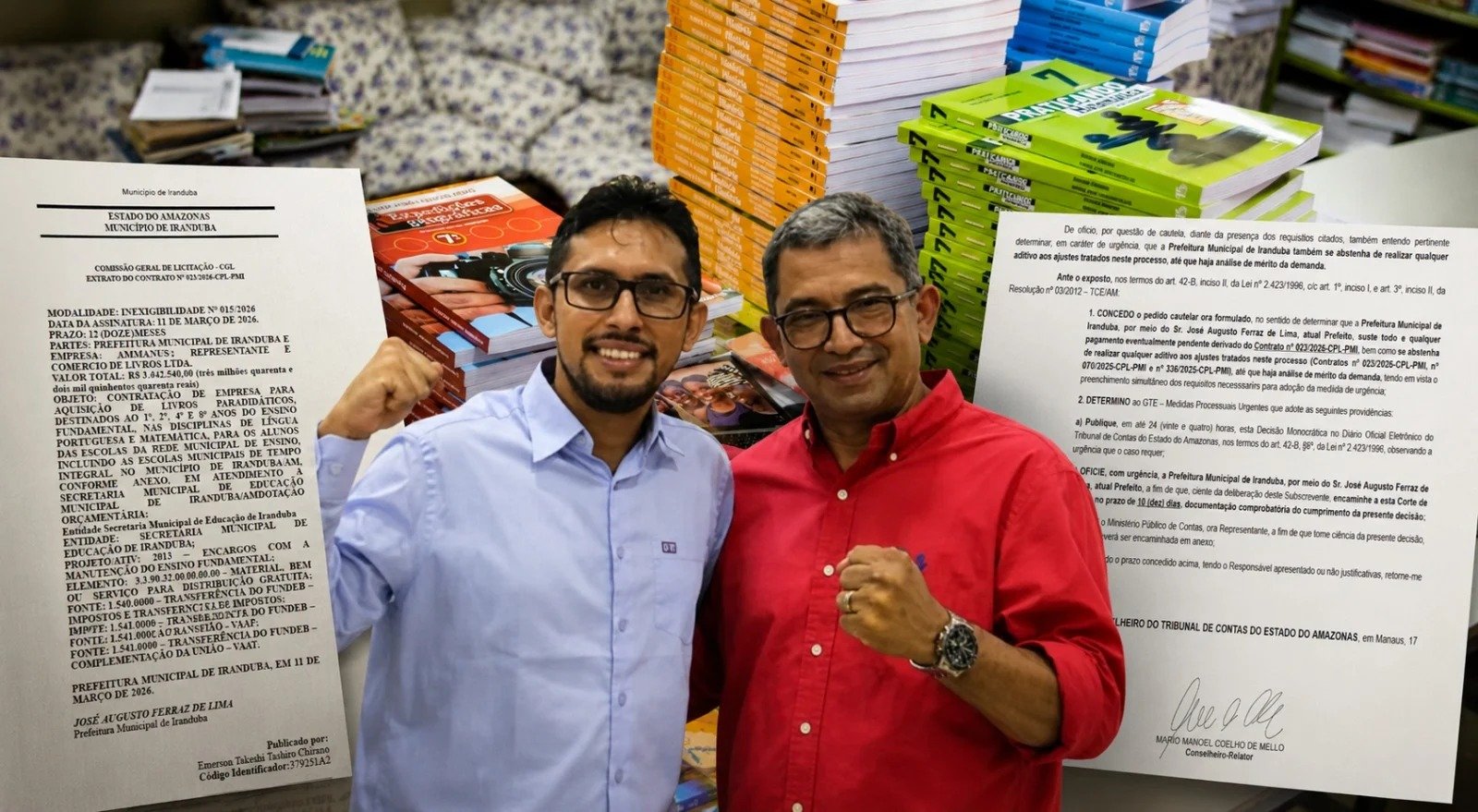 Iranduba usa inexigibilidade em contrato de livros